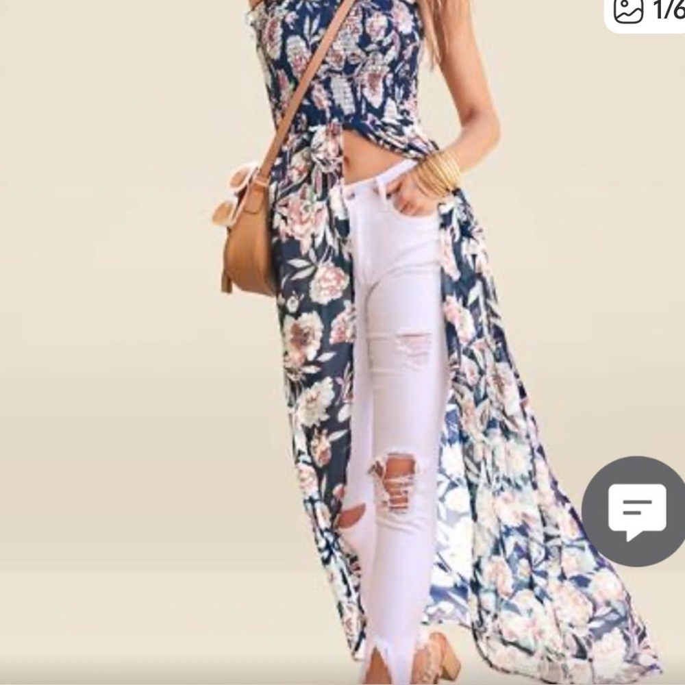Floral Print Women's Strapless Top Skirt